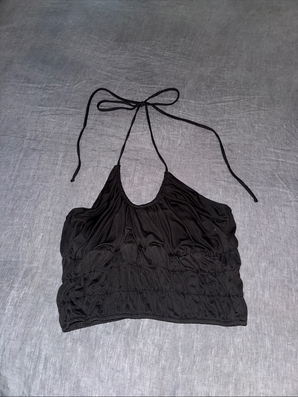 Sunday in Brooklyn Black Halter Ruched Crop Top
